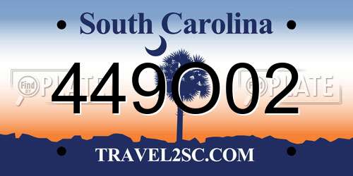 449O02 South Carolina License Plate