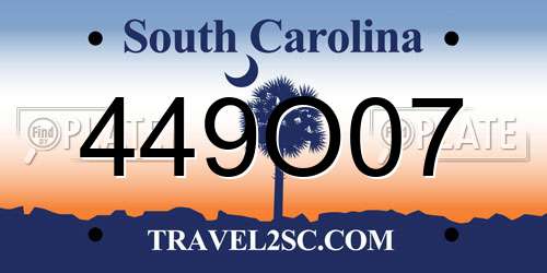 449O07 South Carolina License Plate