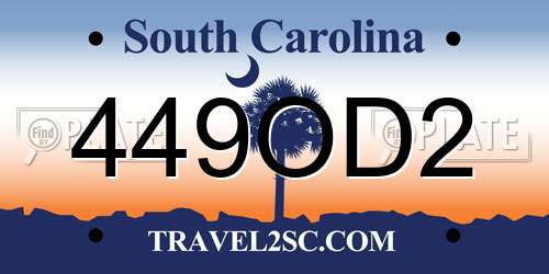 449OD2 South Carolina License Plate