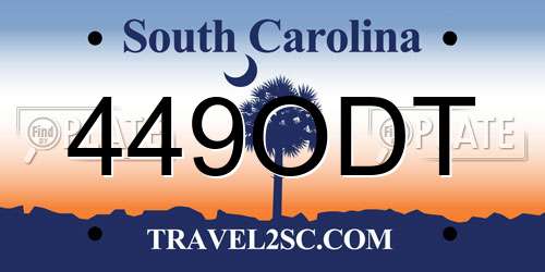 449ODT South Carolina License Plate