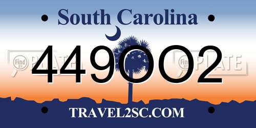449OO2 South Carolina License Plate