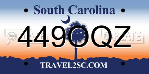 449OQZ South Carolina License Plate