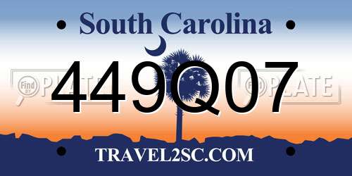449Q07 South Carolina License Plate