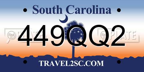 449QQ2 South Carolina License Plate