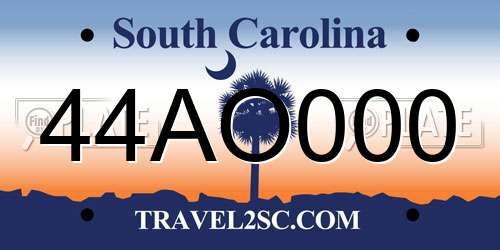44AO000 South Carolina License Plate