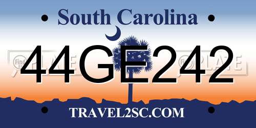 44GE242 South Carolina License Plate