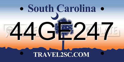 44GE247 South Carolina License Plate