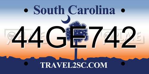 44GE742 South Carolina License Plate