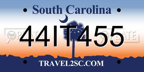 44IT455 South Carolina License Plate