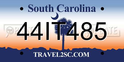 44IT485 South Carolina License Plate