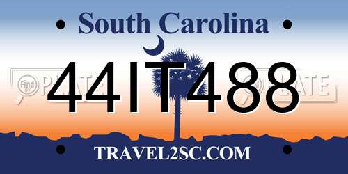 44IT488 South Carolina License Plate