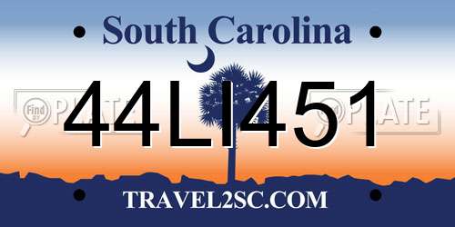 44LI451 South Carolina License Plate