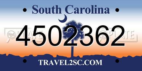 4502362 South Carolina License Plate