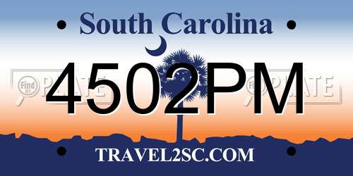 4502PM South Carolina License Plate