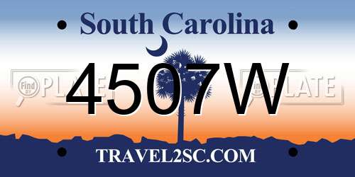 4507W South Carolina License Plate
