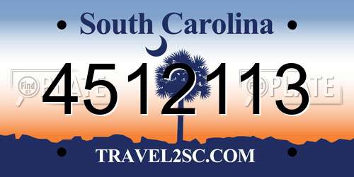 4512113 South Carolina License Plate