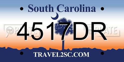 4517DR South Carolina License Plate