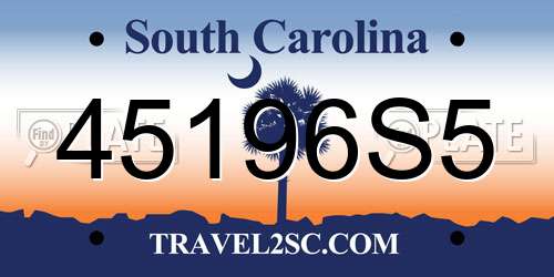 45196S5 South Carolina License Plate