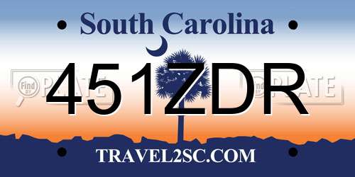 451ZDR South Carolina License Plate