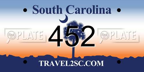 452 South Carolina License Plate