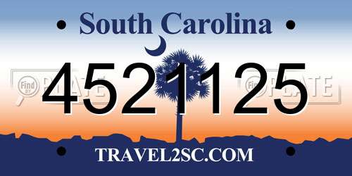 4521125 South Carolina License Plate