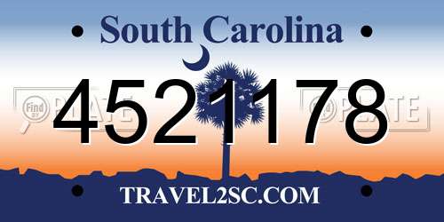 4521178 South Carolina License Plate