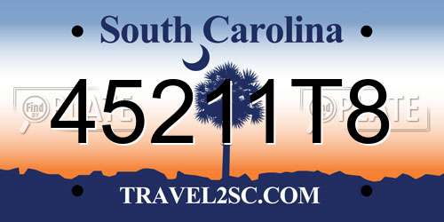 45211T8 South Carolina License Plate