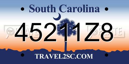 45211Z8 South Carolina License Plate