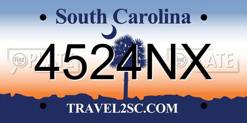 4524NX South Carolina License Plate