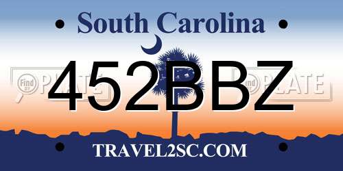 452BBZ South Carolina License Plate