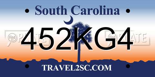 452KG4 South Carolina License Plate
