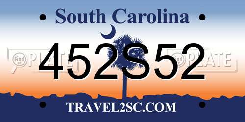 452S52 South Carolina License Plate