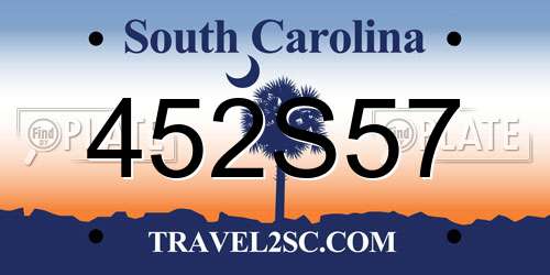 452S57 South Carolina License Plate