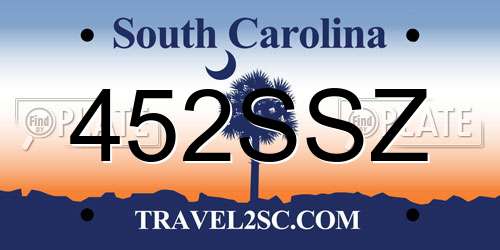 452SSZ South Carolina License Plate