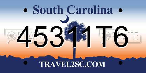 45311T6 South Carolina License Plate