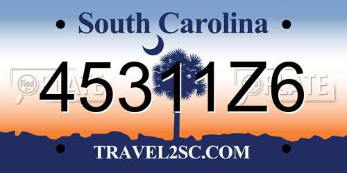45311Z6 South Carolina License Plate