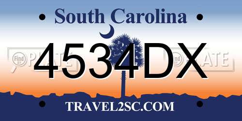 4534DX South Carolina License Plate