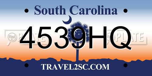 4539HQ South Carolina License Plate