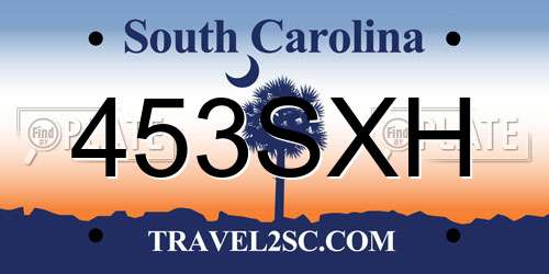 453SXH South Carolina License Plate
