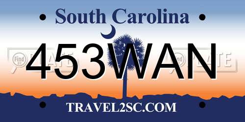 453WAN South Carolina License Plate