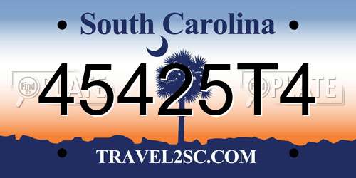 45425T4 South Carolina License Plate