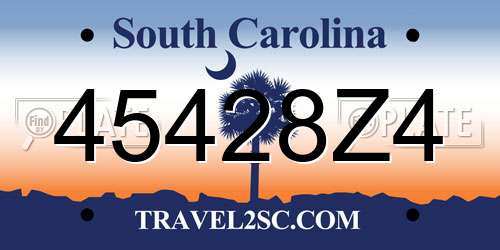 45428Z4 South Carolina License Plate