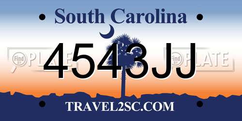 4543JJ South Carolina License Plate