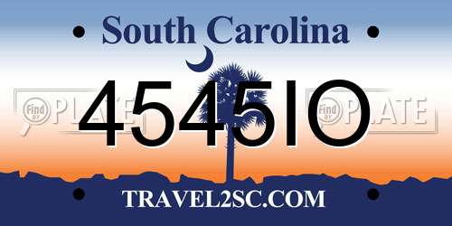 4545IO South Carolina License Plate