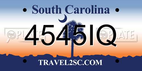 4545IQ South Carolina License Plate