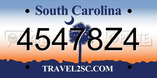 45478Z4 South Carolina License Plate