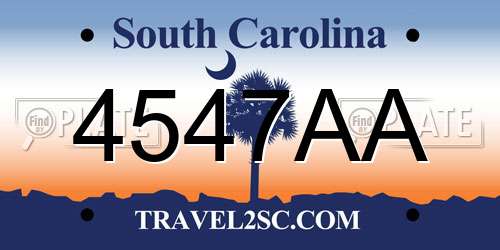 4547AA South Carolina License Plate