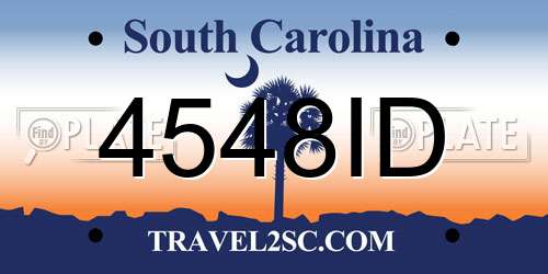4548ID South Carolina License Plate