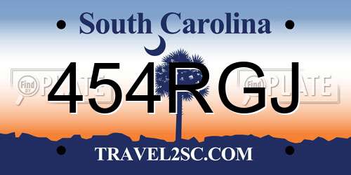 454RGJ South Carolina License Plate
