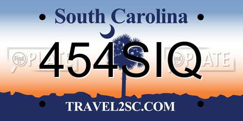 454SIQ South Carolina License Plate
